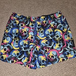 No Boundaries Colorful Skull Swim Trunks Size XL